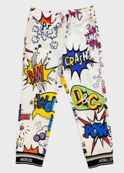 Спортивні штани для дітей Dolce&Gabbana білого кольору, фото